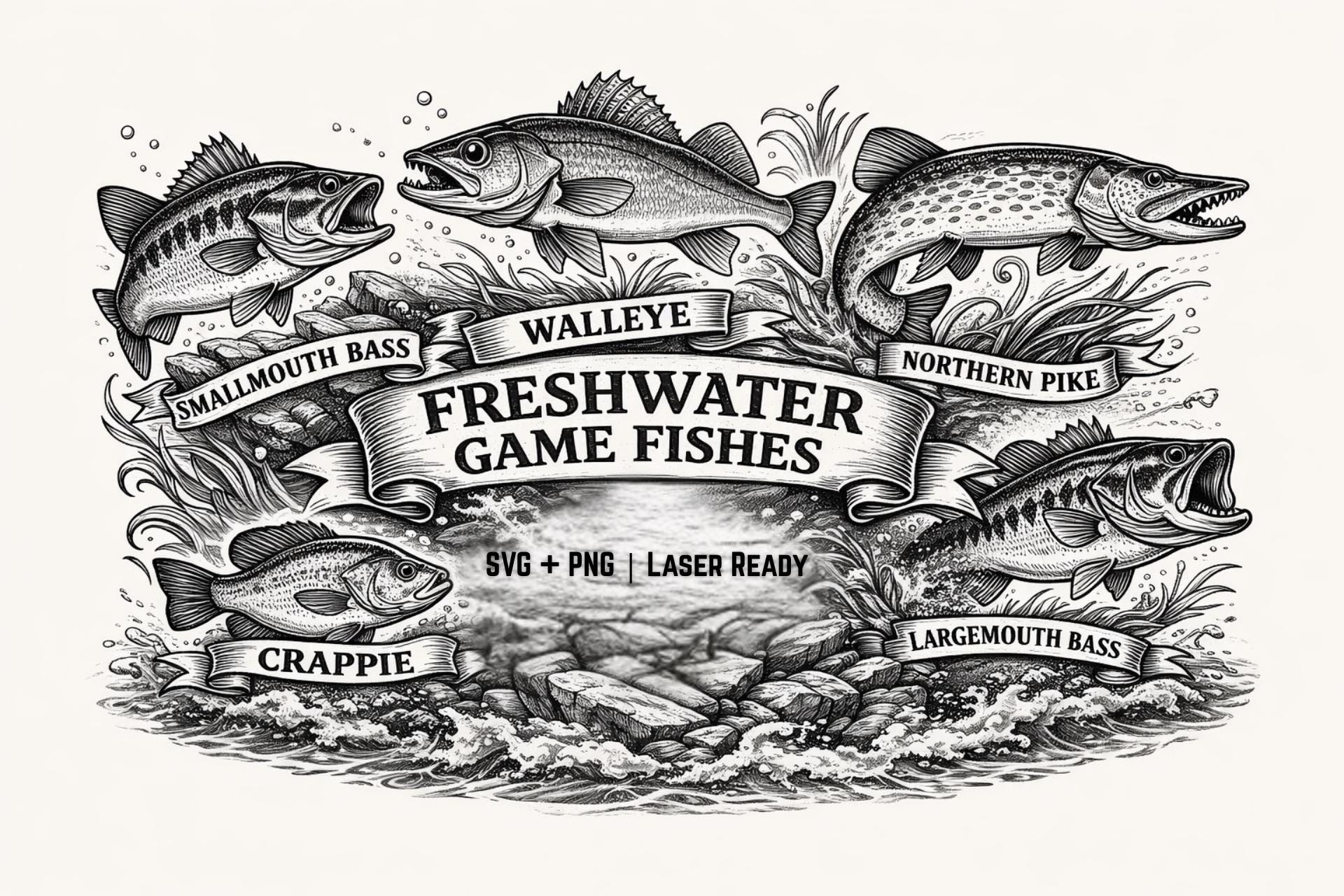 Freshwater Fish SVG Bundle | Laser Engraving Designs (digital Download ...