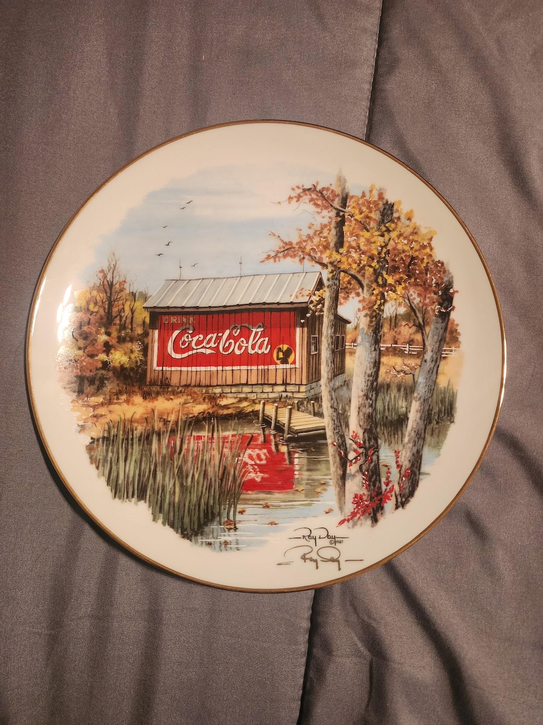 Vintage Coca-cola Collector Plate, Signed Ray Day, Barn Art - Etsy