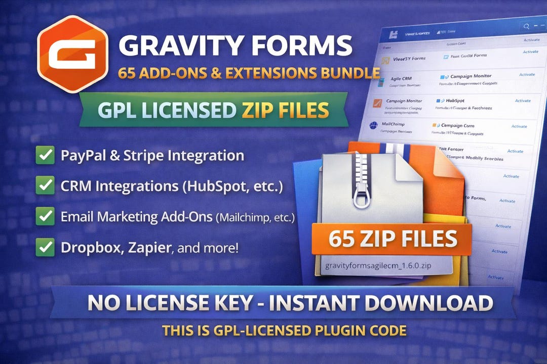 Gravity Forms Add-ons / Extensions Bundle (65 ZIP Files) — Digital ...