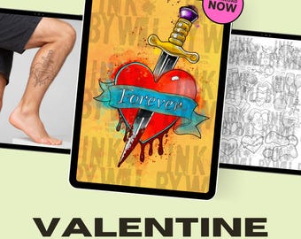 Valentine Procreate Tattoo Flash Pack | Stencil Ready Designs (Instant Download)