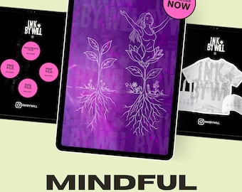 Growth Anime Girl Procreate Tattoo Flash Stamp | Stencil Ready Design (Instant Download)