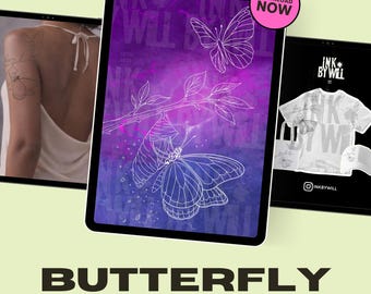 Butterfly Procreate Tattoo Flash Stamp | Stencil Ready Design (Instant Download)