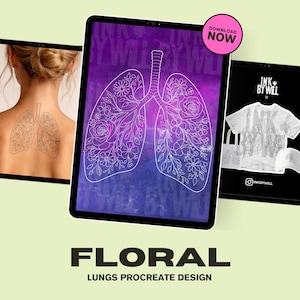 Floral Lungs Procreate Tattoo Flash Stamp | Stencil Ready Design (Instant Download)