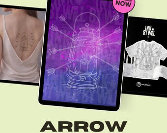 Arrow and Light Procreate Tattoo Flash Stamp | Stencil Ready Design (Instant Download)