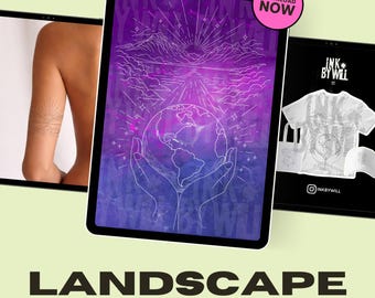 Landscape Procreate Tattoo Flash Stamp | Stencil Ready Design (Instant Download)