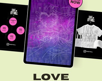 Love Procreate Tattoo Flash Stamp | Stencil Ready Design (Instant Download)