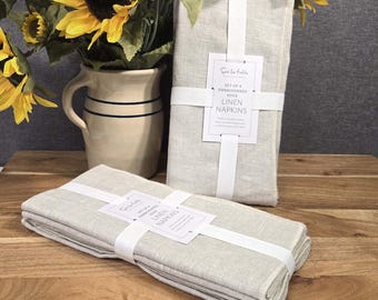Sur La Table 100% Linen Napkins Set of 8 Neutral Flax 20" Square Unused With Tags