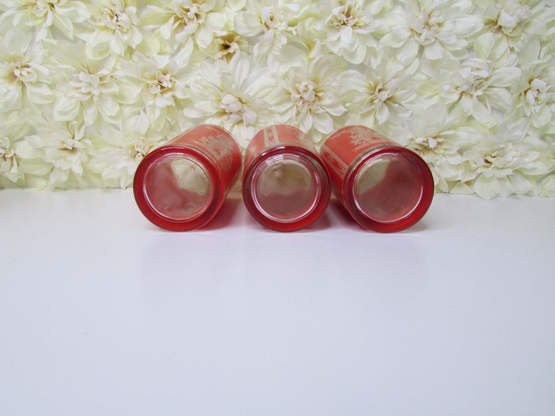 Vintage Culver Federal Glass Indonesian Siam Hindu Goddess High Ball Flat Cooler Glasses Red Mid Century Barware image 7