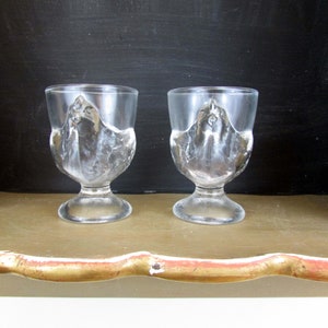 Vintage Glass Hen Egg Cup Coquetier Set of 2 by Cristal D'Arques-Durand France Arcoroc Luminarc zdjęcie 6