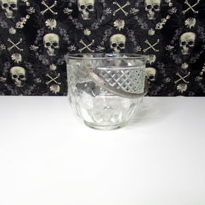 Vintage Glass or Crystal Ice Bucket with Hammered Silver Handle Cambridge King Edward Diamond Pattern image 4