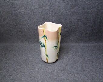 1940 Weil Ware California Pottery Malay Bambu - Große Bambusvase - Handbemalte Burro Donkey Mark Pat Pending