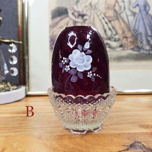 back view of fairy lamp B with white painted floral design