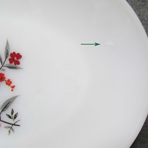 Vintage Anchor Hocking Fire King Primrose Oval Platter Milk Glass Red Flowers image 6