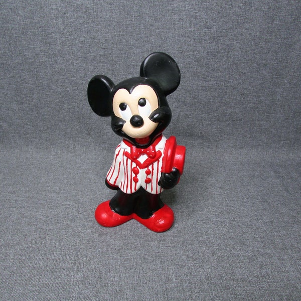 Vintage Mickey Mouse Chalkware/Plaster Figure Barbershop Striped Suit Walt Disney Productions Slip Mold