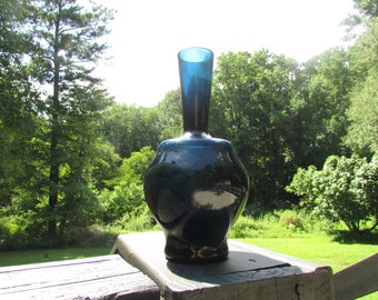 Stunning Indigo Blue Krosno Glass Vase Poland