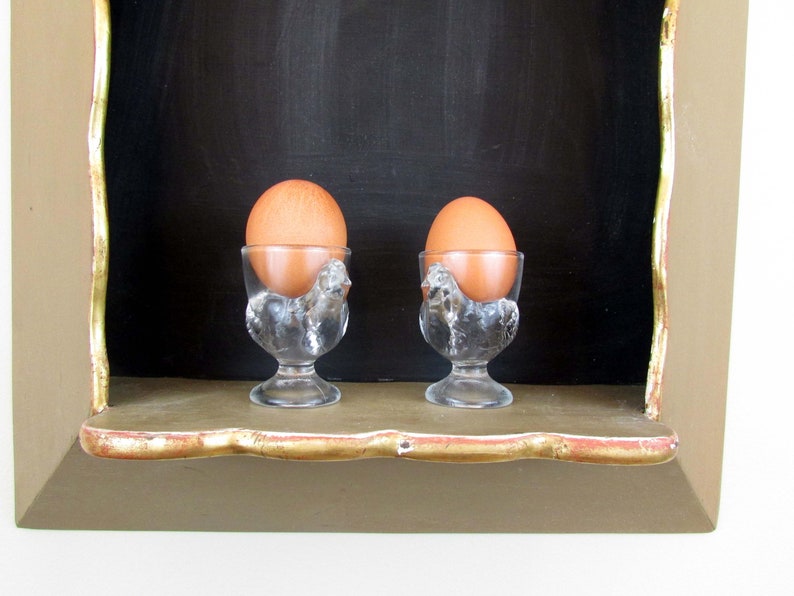 Vintage Glass Hen Egg Cup Coquetier Set of 2 by Cristal D'Arques-Durand France Arcoroc Luminarc image 3