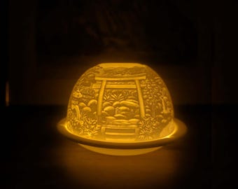 Bernardaud Limoges Japan Lithophane Votive Light - Rare Showroom Sample - Fairy Lamp