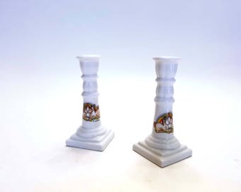 Vintage Unicorn and Rainbow Candle Sticks Aldon Accessories LTD Porcelain