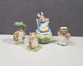 Vintage Beswick England Beatrix Potter Figurines Benjamin Bunny Mrs Tiggy-Winkle Timmy Willie