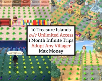 1 MONTH UNLIMITED TRIPS | 10 Treasure Islands | 24/7 | Auto-Restock | No Waiting | Includes Digital Art!