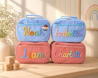Personalized Lunch Bag for Kids, Custom Embroidered Name Lunch Box, Insulated Toddler Lunch Tote, Preschool Daycare School Lunch Bag Gift