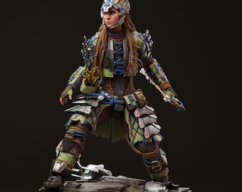 Aloy Horizon 215mm figuurtje, 3D-geprint, ongeverfd machinejager model, professioneel 3D-geprint in 16k hars