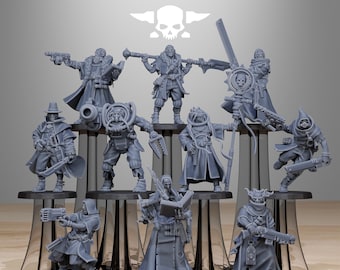 28mm GrimCorp StationForge Mercenaries. Sci-fi style role-playing miniature. Compatible with Warhammer 40K