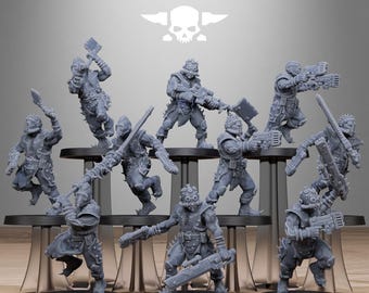 StationForge 28mm Corrupted Guard Spikers. Miniature for painting and role-playing in a science fiction style. Warhammer 40K
