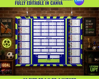 World Cup 2026 Calendar Wall Chart, Printable Soccer Schedule, Editable Match Planner, Football Results Tracker, Worldcup Schedule