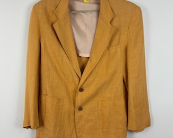Vintage Mustard Yellow Linen 2-button Blazer Sport Coat Holt Renfrew 40