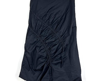Falda midi negra fruncida asimétrica de Ronen Chen, talla 2, estilo steampunk vanguardista