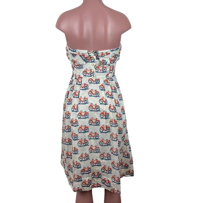 Anthropologie Postmark Strapless Bike Lane Dress Bicycle US 4 twee New Girl Jess image 2
