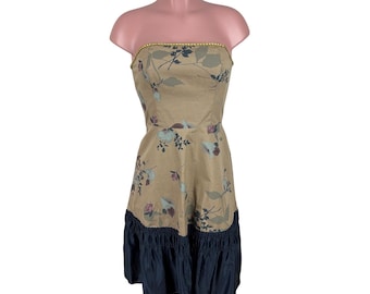 Sukienka vintage Anthropologie Tabitha Y2K Twee z lat 00. z motywem płomieni i kwiatów bez ramiączek