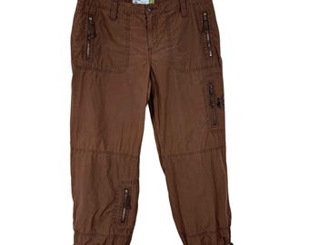 Spodnie cargo capri vintage z 2002 roku Old Navy Brown Cargo Cropped Cotton