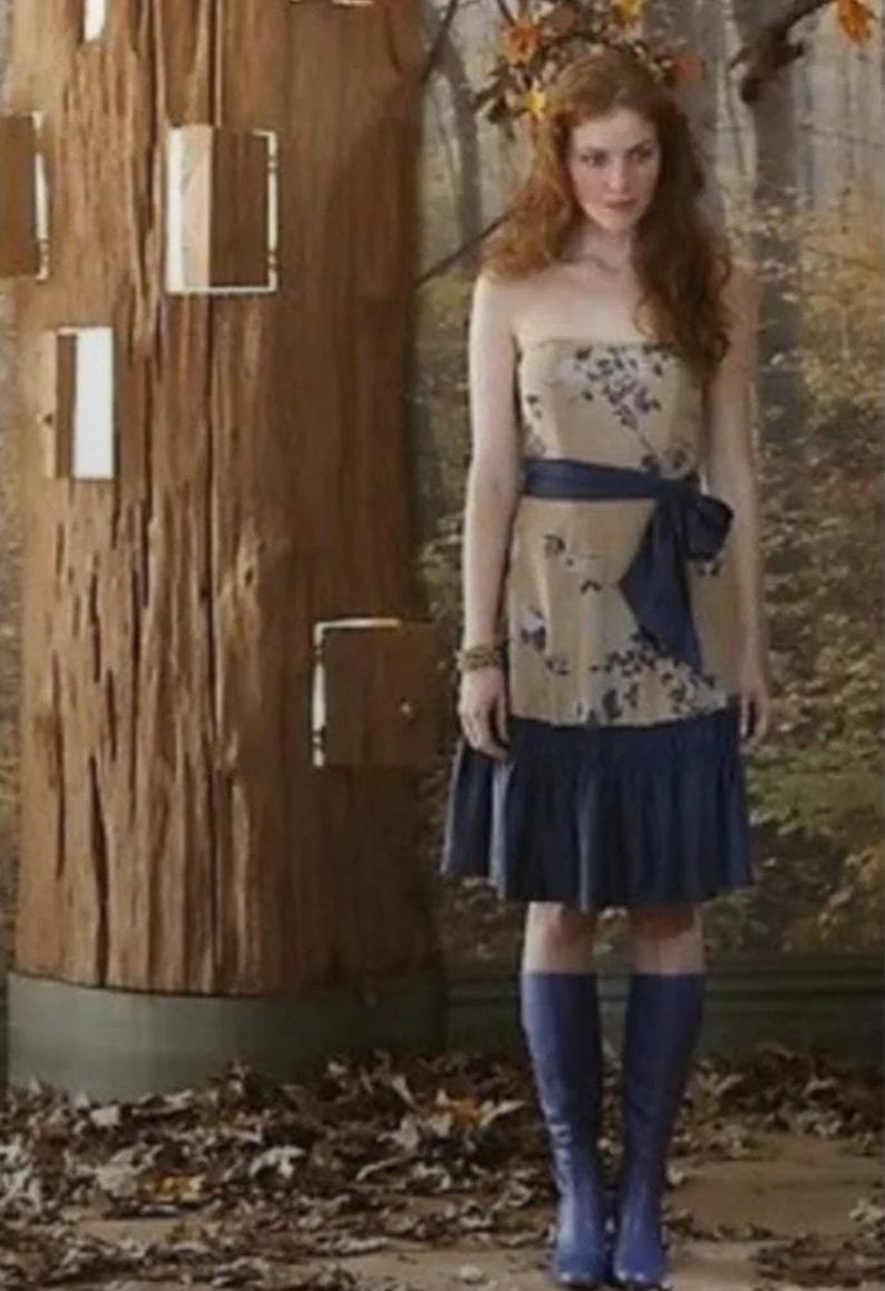 Vestido vintage sin tirantes con estampado floral de llamas de invierno Tabitha de Anthropologie, estilo Y2K Twee de los 2000. imagen 3
