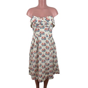 Anthropologie Postmark Strapless Bike Lane Dress Bicycle US 4 twee New Girl Jess image 1