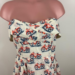 Anthropologie Postmark Strapless Bike Lane Dress Bicycle US 4 twee New Girl Jess image 4