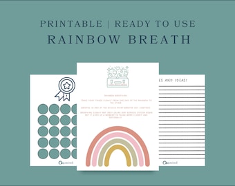 Rainbow Breathing Worksheet, Coping Skills Toolbox, Kids Emotional Regulation (Instant Download)