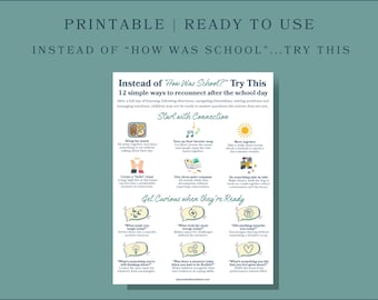 Instead of How Was School, Try This | Family Connection, Conversation Starters, Talk to Kids, Conversation prompts, Printable (Dig Download)