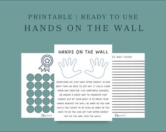 Hands On The Wall Coping Tool, Emotional Regulation Worksheet (Instant Download)