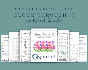 Bloom Through It Worksheet Bundle, Kids Growth Mindset, Positive Affirmations (Instant Download)