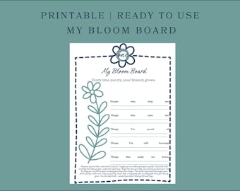 My Bloom Board Printable | SEL Activity, Confidence Building Worksheet (Digital Download)