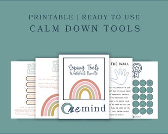 Kids Emotional Regulation Worksheets, Calm Down Coping Tools, Reward Chart (Instant Download)