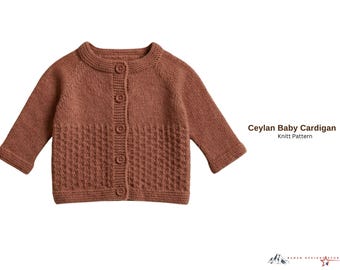 Ceylan Baby Cardigan – Baby Knitting Pattern PDF, Top Down Cardigan, Seamless Baby Sweater, Button Front Jacket, Infant Knit Pattern- Cardi