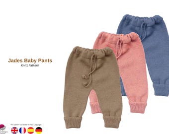 Patrón de tejido para pantalones de bebé Jades en PDF, patrón de pantalones para bebé, leggings acanalados para bebé, de recién nacido a 4 años, patrón de pantalones de punto, descarga instantánea.