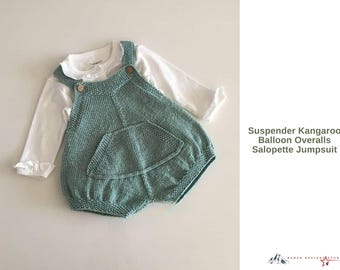 Strumpfhalter Känguru Ballon Overall Salopette Overall Strickmuster PDF- Baby Stylischer Strampler