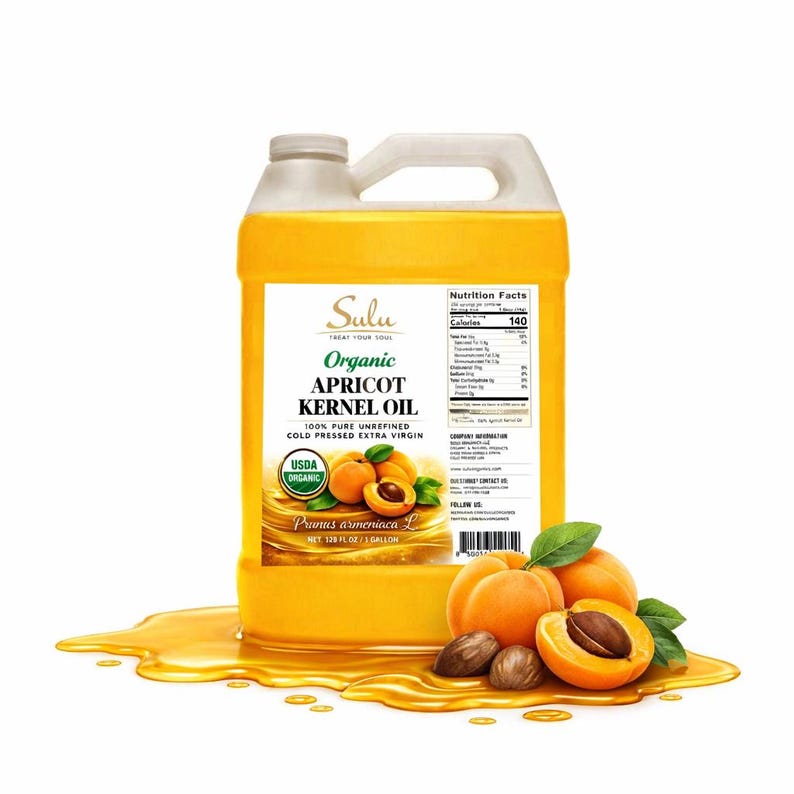 USDA Organic Apricot Kernel Oil-Unrefined Cold Pressed image 1