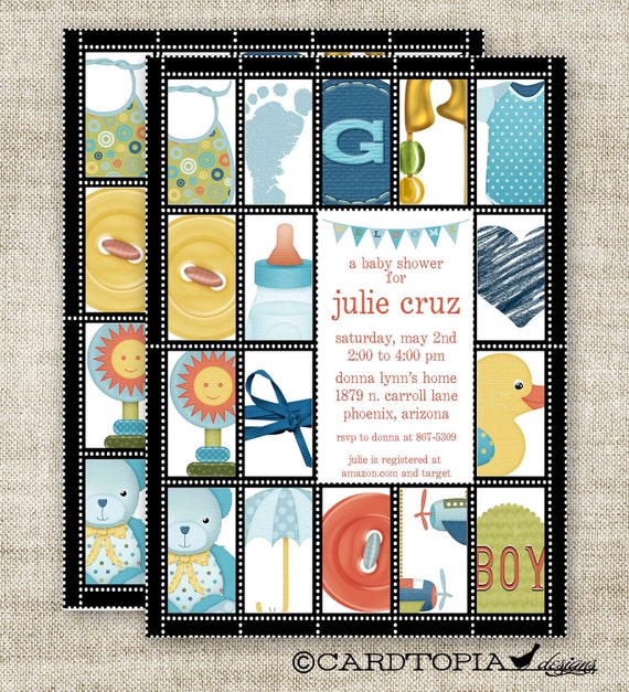 BOY BABY SHOWER Invitations Postage Stamp Sheet Digital Etsy