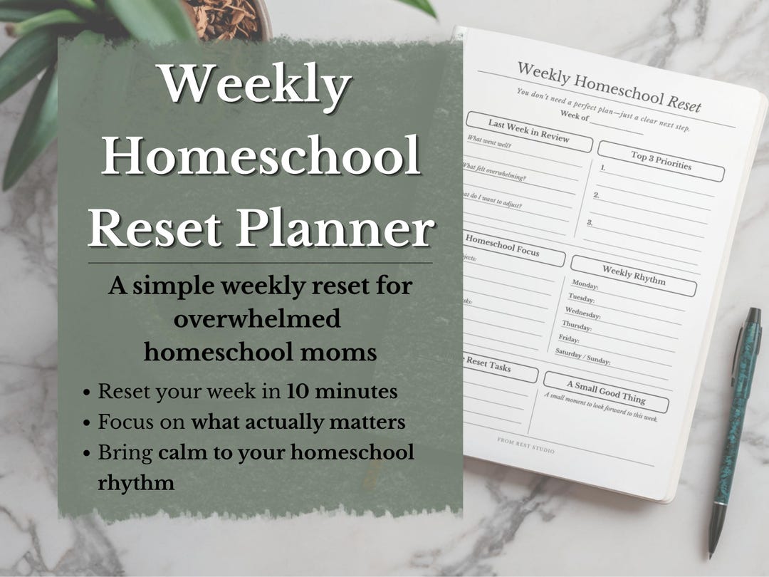 Weekly Homeschool Reset Planner | Simple Planning Sheet (PDF Download ...