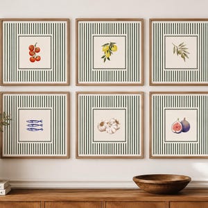 Láminas decorativas mediterráneas para pared, decoración de cocina costera, láminas de limones italianos, láminas mediterráneas vintage, descarga digital.